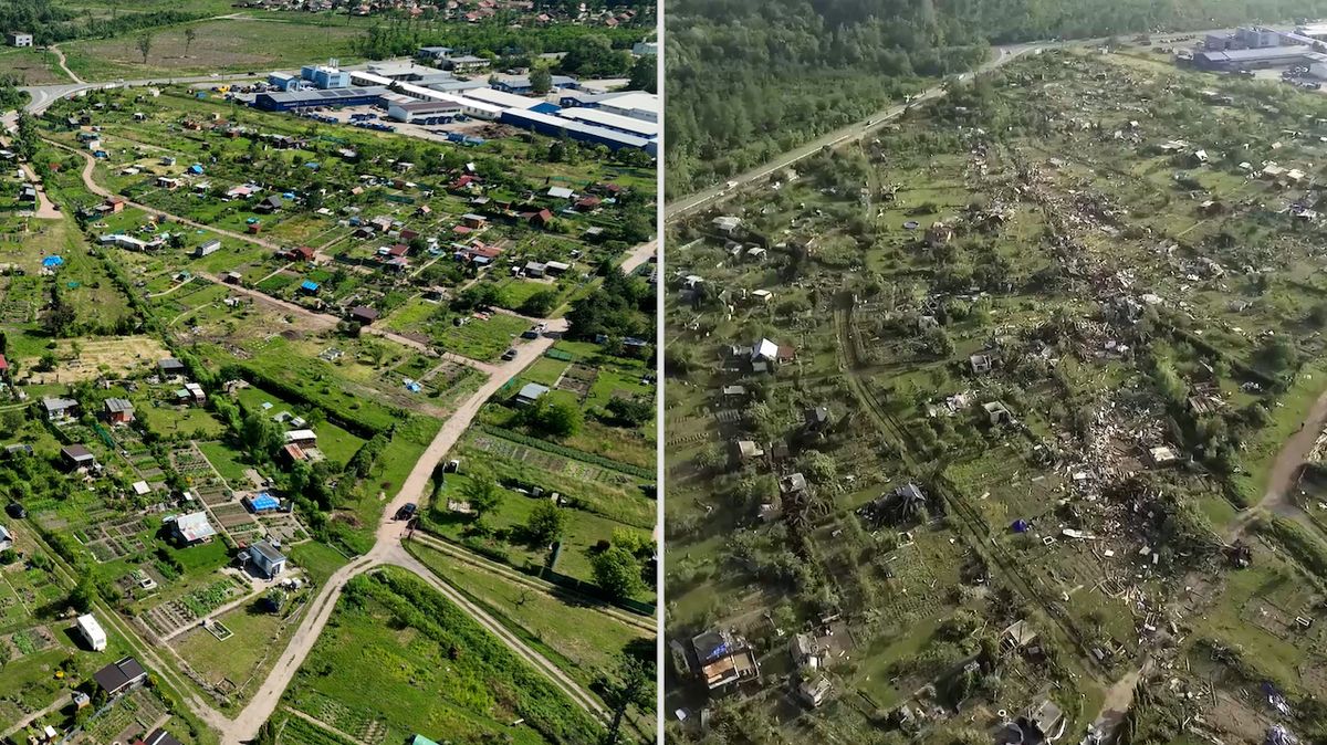Záběry z dronu ukazují, jak se změnily obce zasažené tornádem